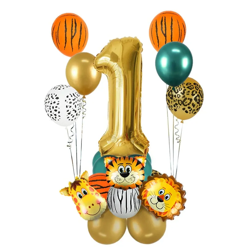 18Pcs Jungle Animal Balloons Set