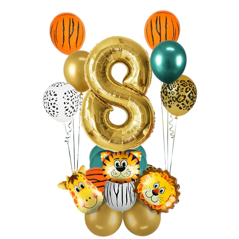 18Pcs Jungle Animal Balloons Set