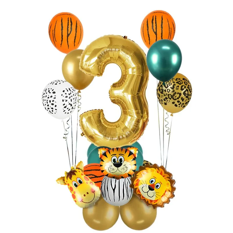18Pcs Jungle Animal Balloons Set