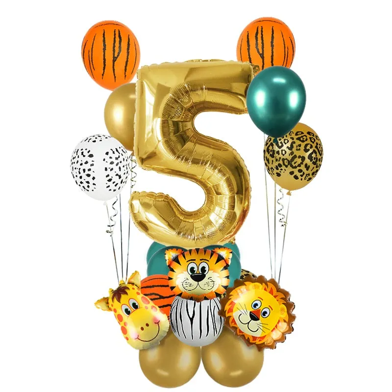 18Pcs Jungle Animal Balloons Set