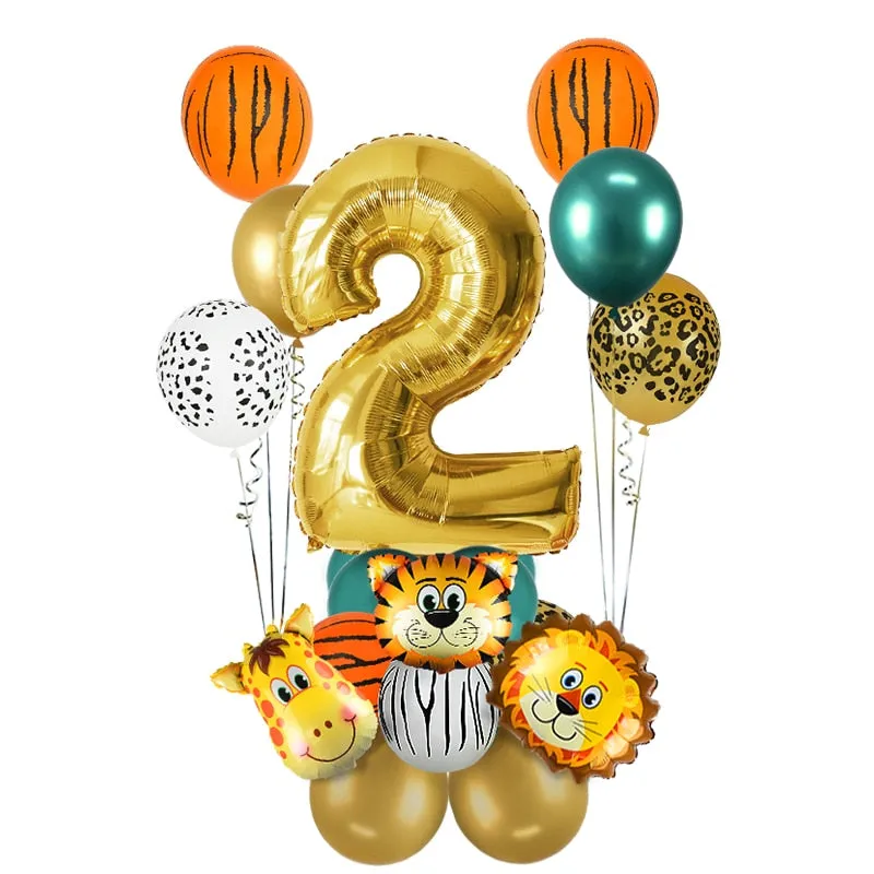 18Pcs Jungle Animal Balloons Set