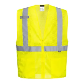 (6/Case) Class 2 Portwest Economy Mesh Zipper Vest Yellow