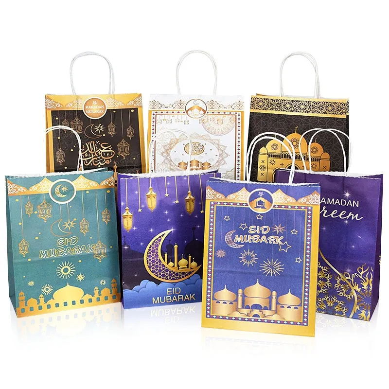 6pcs Eid Mubarak Kraft Paper Gift Bags