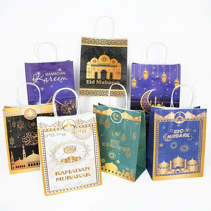 6pcs Eid Mubarak Kraft Paper Gift Bags
