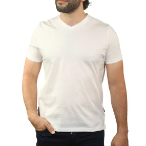 7 Downie St. - White Mercerized Cotton V-Neck T-Shirt