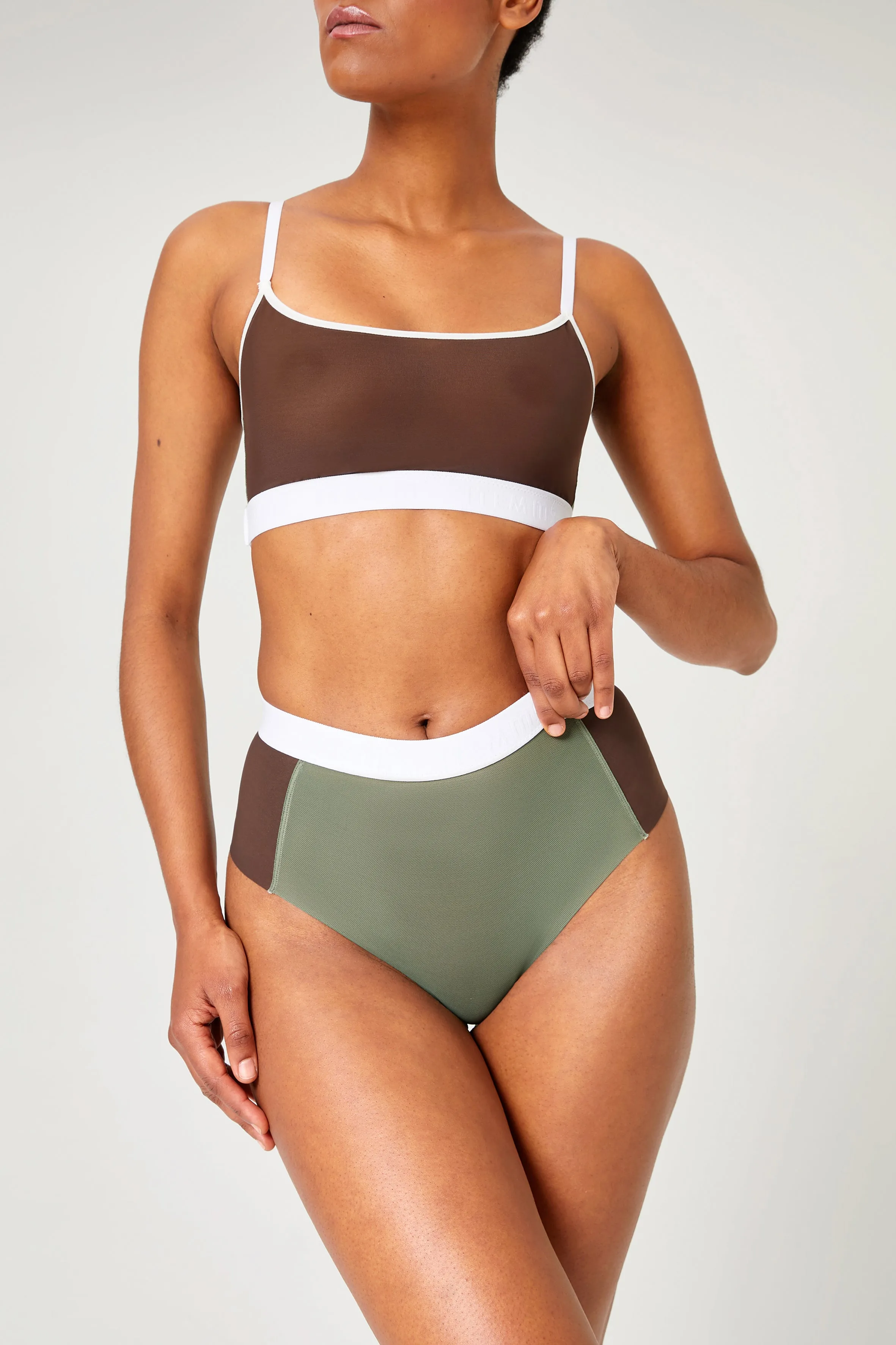 All Mesh Shape Color Block Thong - FINAL SALE