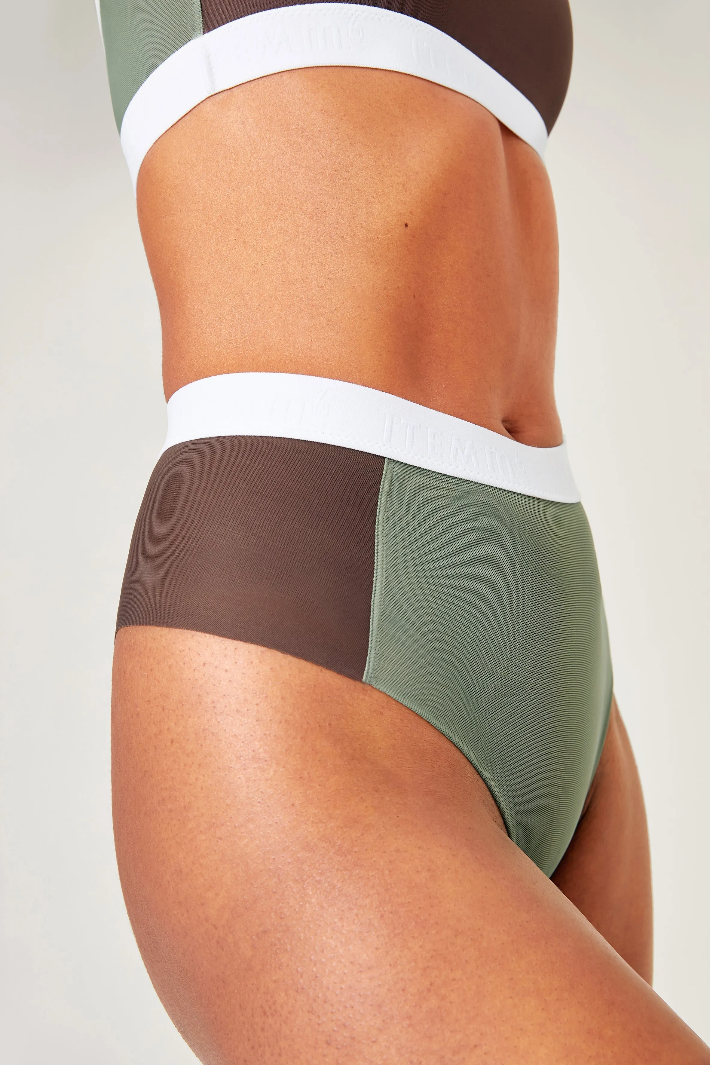 All Mesh Shape Color Block Thong - FINAL SALE