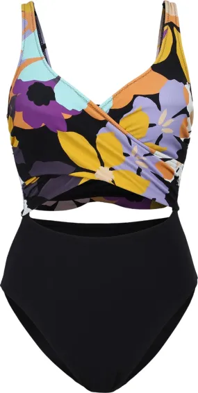 Aqua Bloom Recycled High Leg Wrap One-Piece Swimsuit - Women's|-|Maillot de bain une pièce croisée à jambe haute recyclé Aqua Bloom - Femme