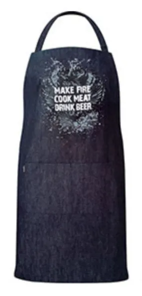 BBQ Denim Apron - Make Fire, Cook Meat, Drink Beer