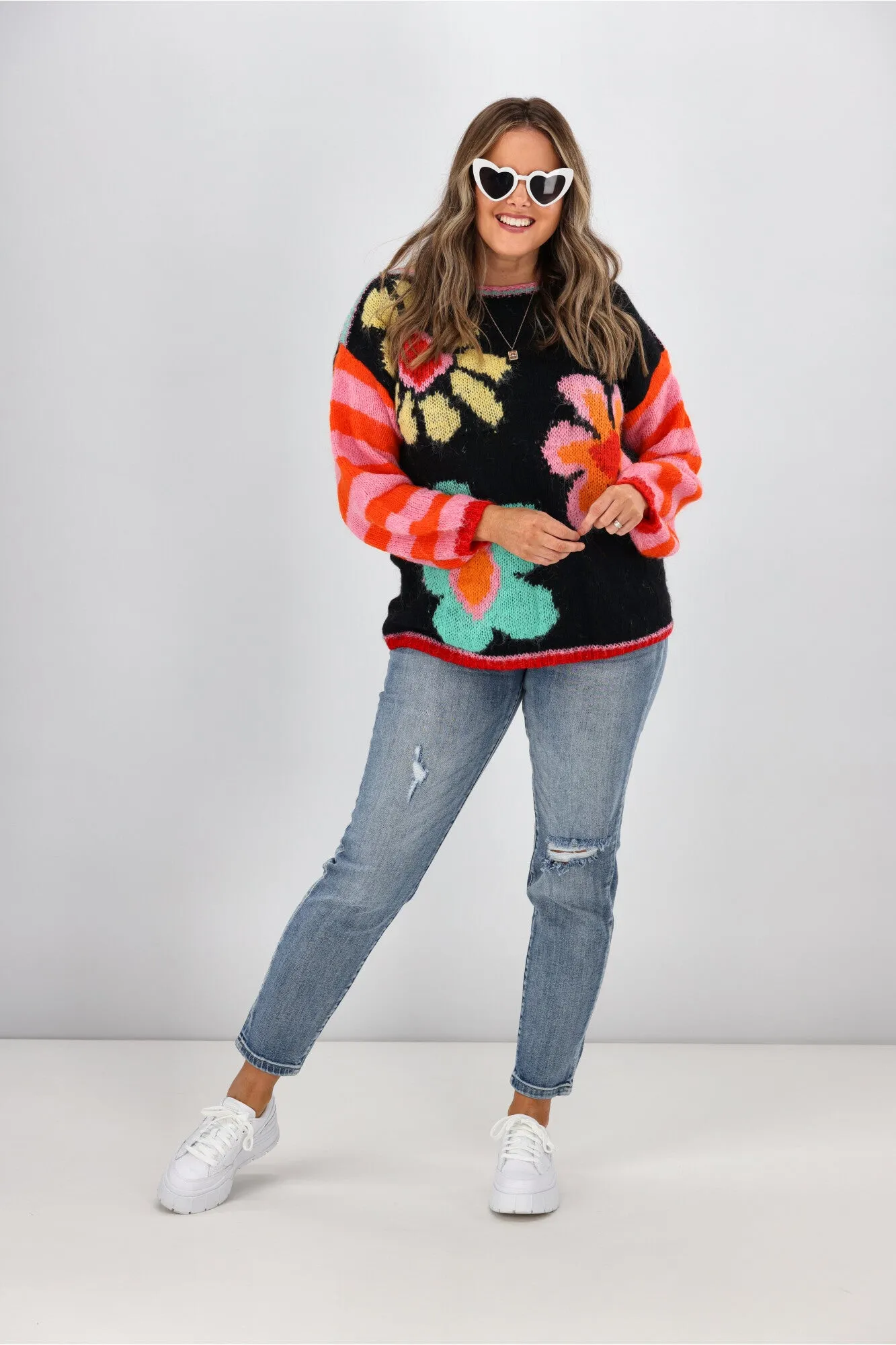 Boho Australia Danyal Knit Top Black Multi
