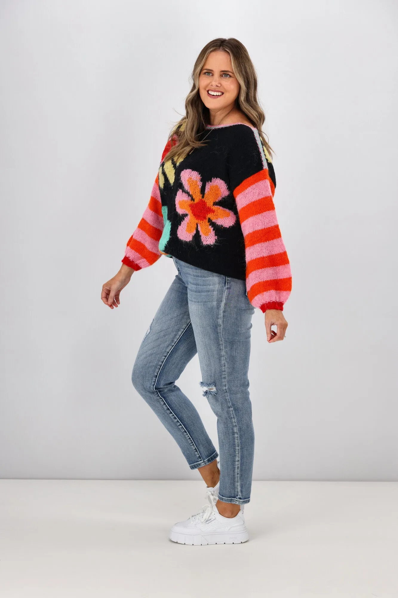 Boho Australia Danyal Knit Top Black Multi
