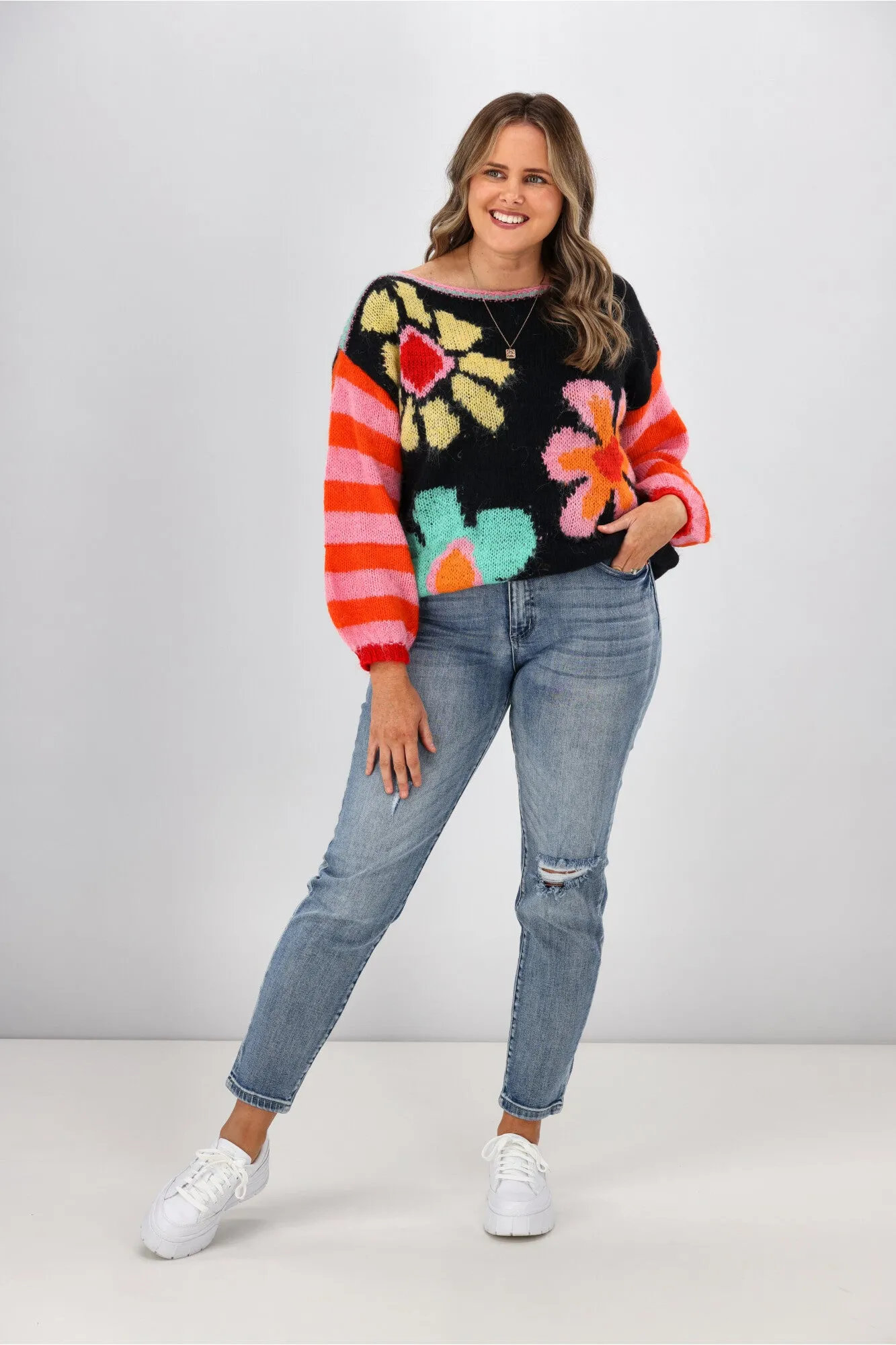 Boho Australia Danyal Knit Top Black Multi