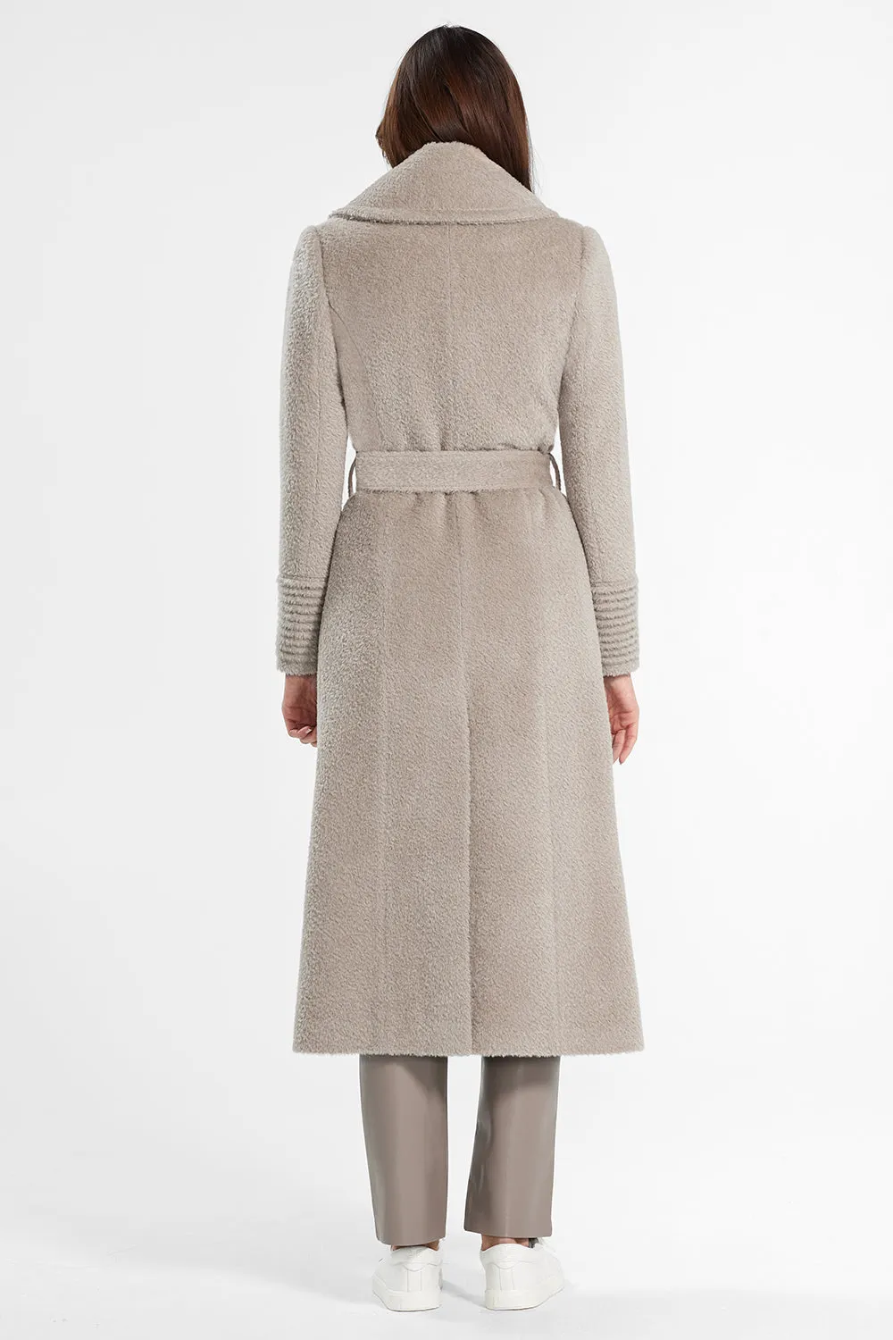 Bouclé Alpaca Long Notched Collar Wrap Coat