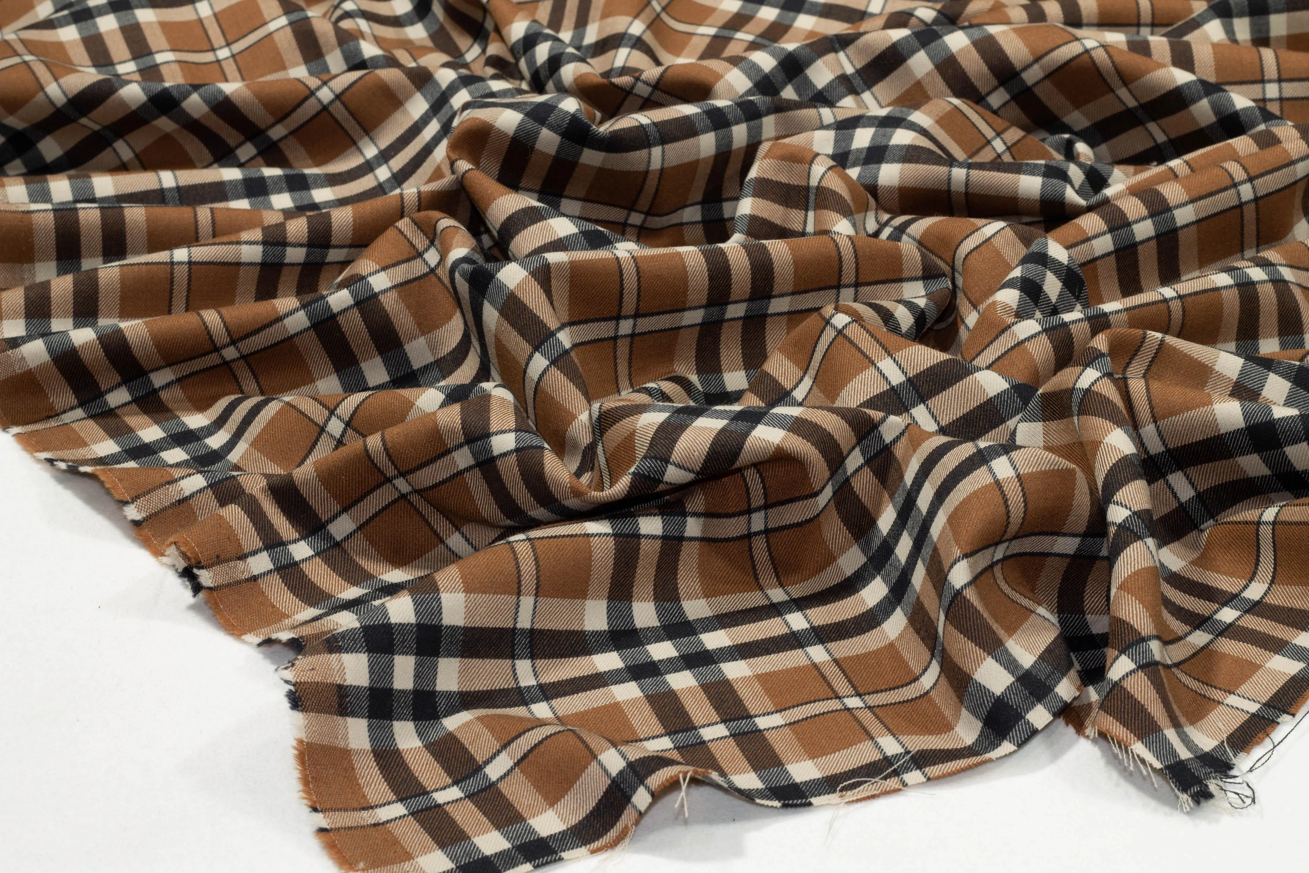 Brown Plaid Italian Wool Suiting