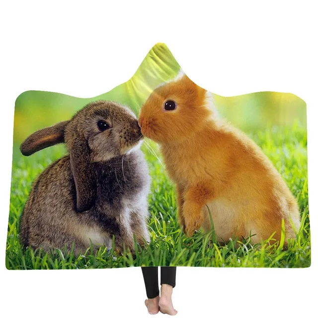 Cat and Dog Hooded Blanket
