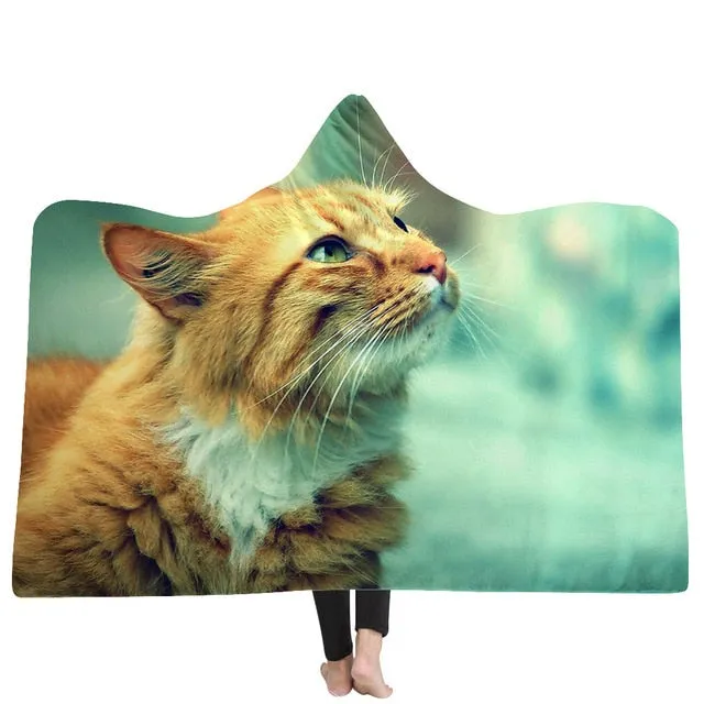 Cat and Dog Hooded Blanket