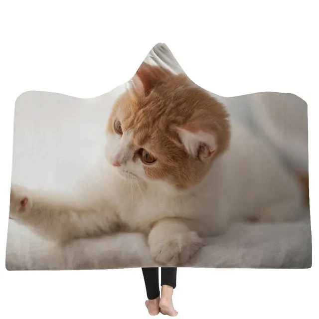 Cat and Dog Hooded Blanket
