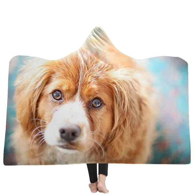Cat and Dog Hooded Blanket