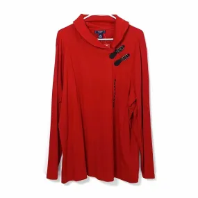 Chaps Denim Womens Size 3X Red Sweater Plus Pullover Antler Button Collar
