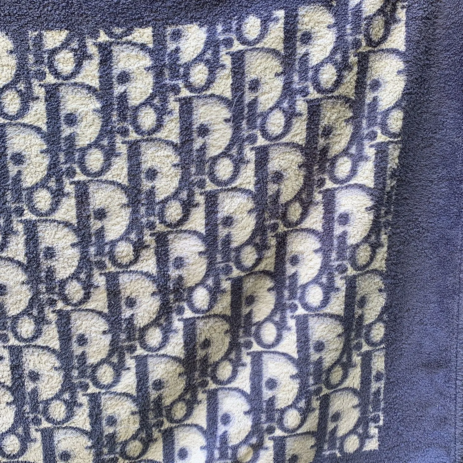 Christian Dior Vintage Blue Monogram Cotton Oblique Pool Beach Towel