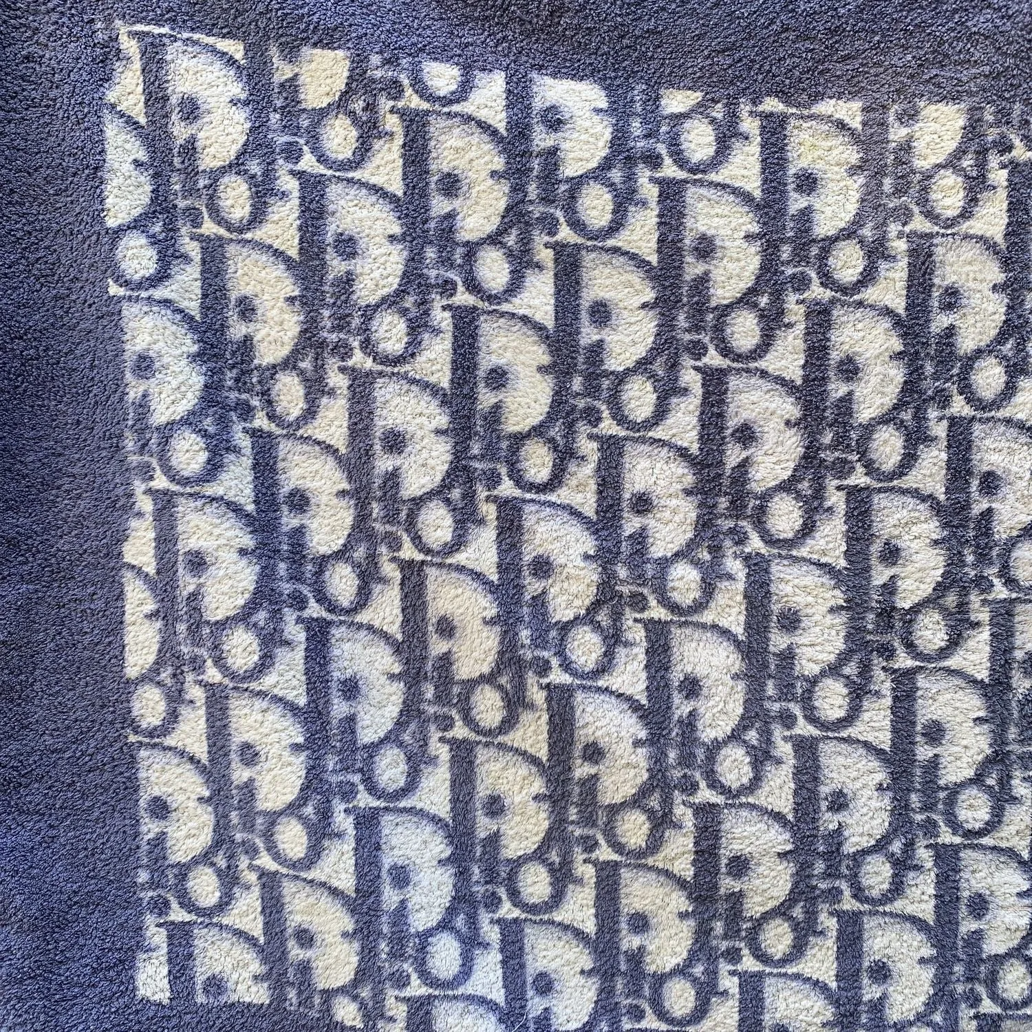 Christian Dior Vintage Blue Monogram Cotton Oblique Pool Beach Towel