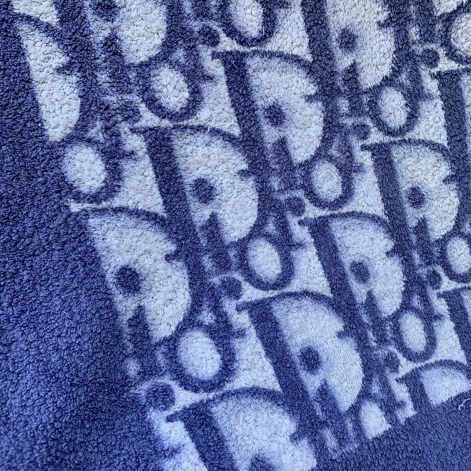 Christian Dior Vintage Blue Monogram Cotton Oblique Pool Beach Towel