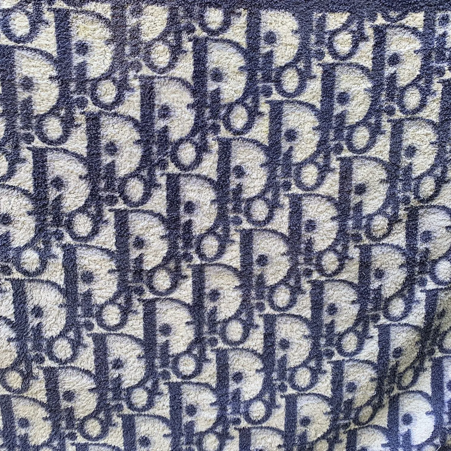 Christian Dior Vintage Blue Monogram Cotton Oblique Pool Beach Towel