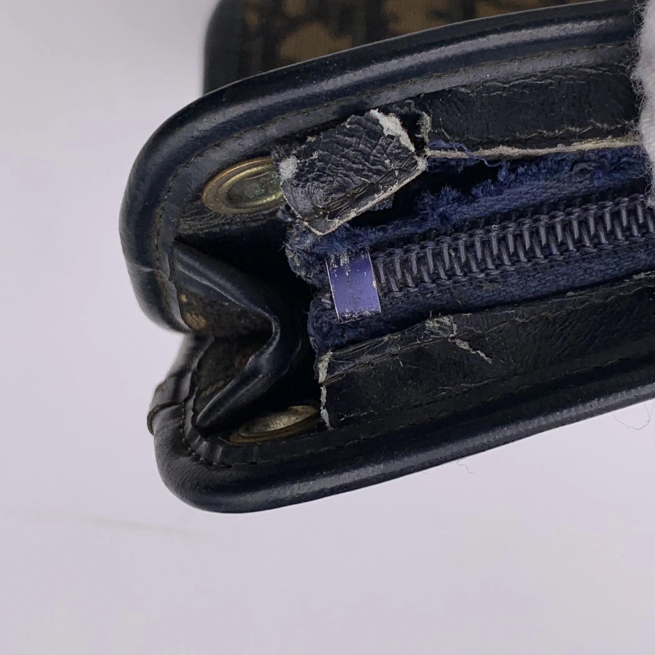 Christian Dior Vintage Blue Oblique Monogram Pochette Bag Defects
