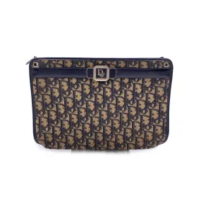 Christian Dior Vintage Blue Oblique Monogram Pochette Bag Defects