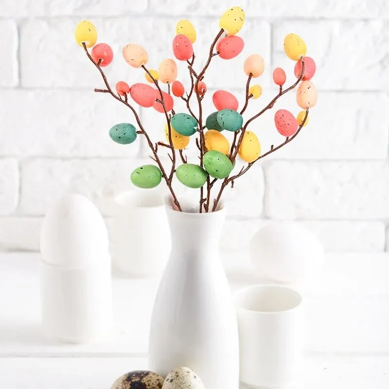 Easter Egg Tree Branch Colorful Painting Foam Egg Flower