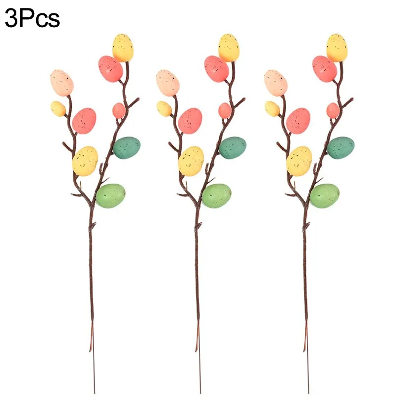 Easter Egg Tree Branch Colorful Painting Foam Egg Flower
