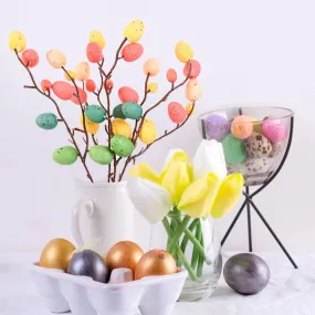 Easter Egg Tree Branch Colorful Painting Foam Egg Flower