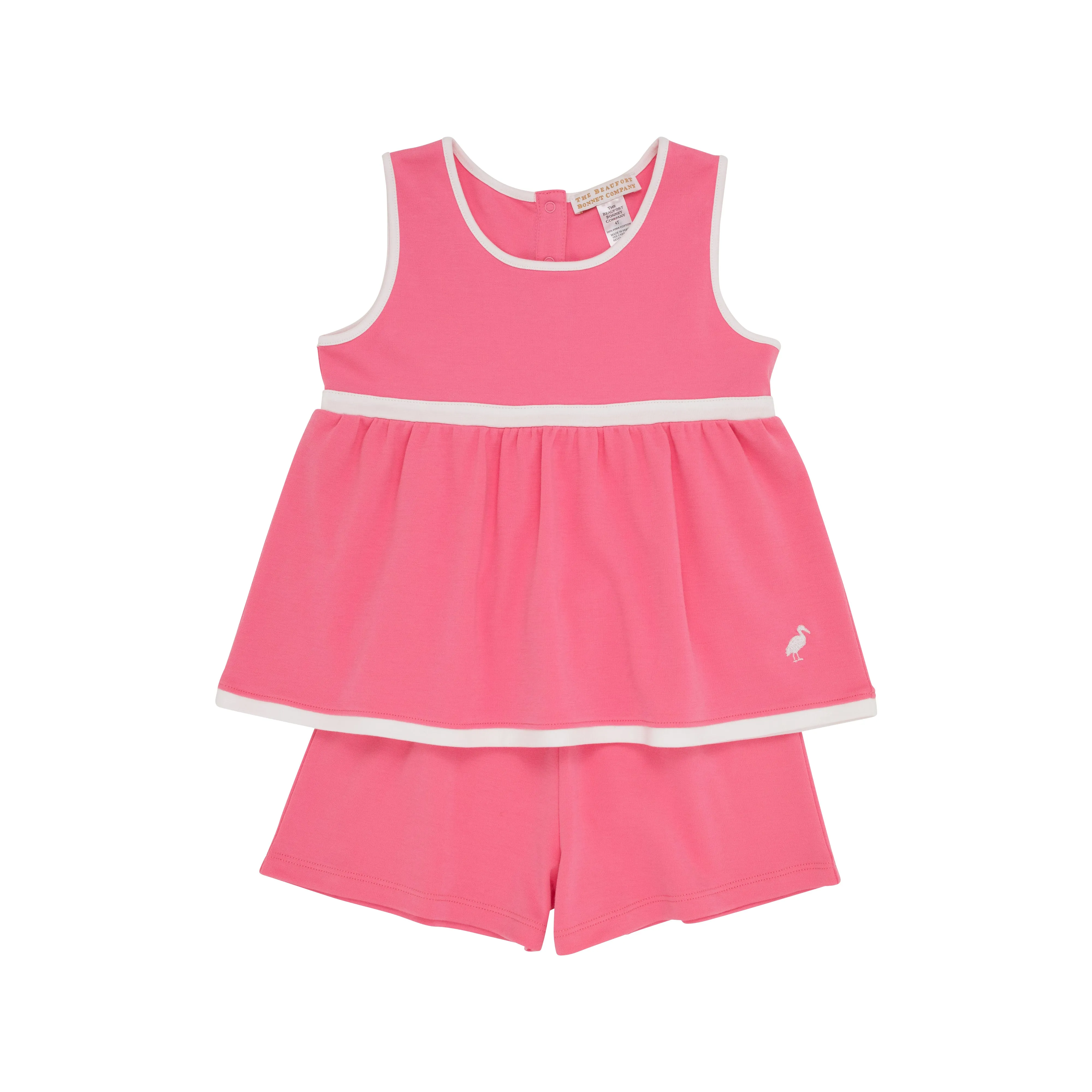 Eliza's Little Set (with shorts) - Hamptons Hot Pink with Worth Avenue White & Worth Avenue White Stork