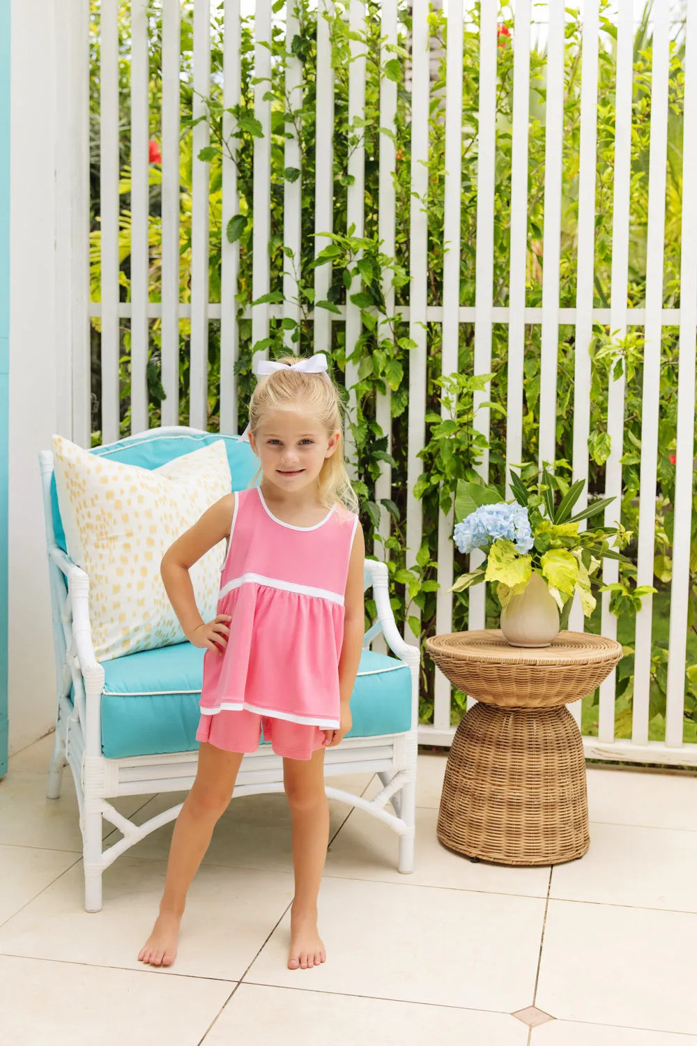 Eliza's Little Set (with shorts) - Hamptons Hot Pink with Worth Avenue White & Worth Avenue White Stork