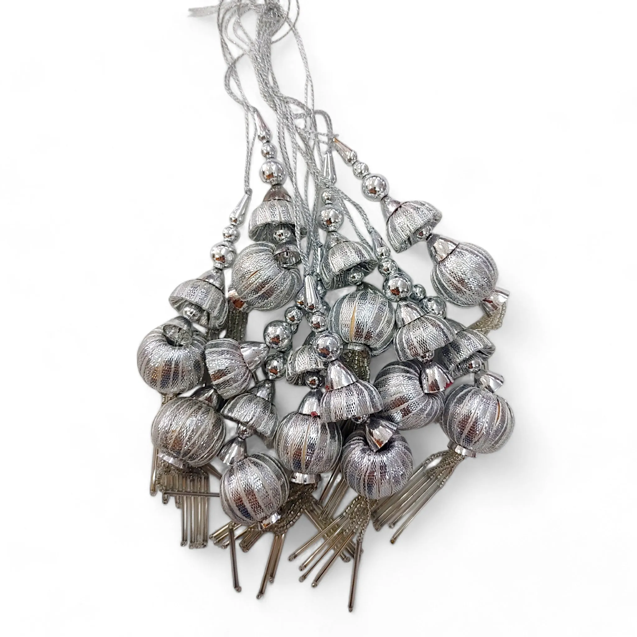 Exquisite Gota Ball & Cap Latkan Tassel Set - Gold & Silver, 15cm, 25 Pcs | Craft and Decor