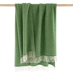 Green Herringbone Merino & Cashmere Blanket