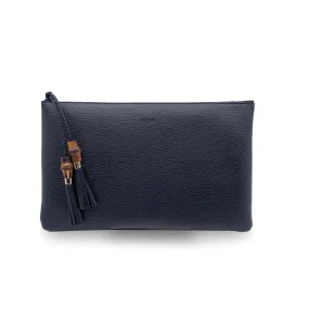 Gucci Black Leather Pochette Bamboo Tassel Clutch Bag Handbag