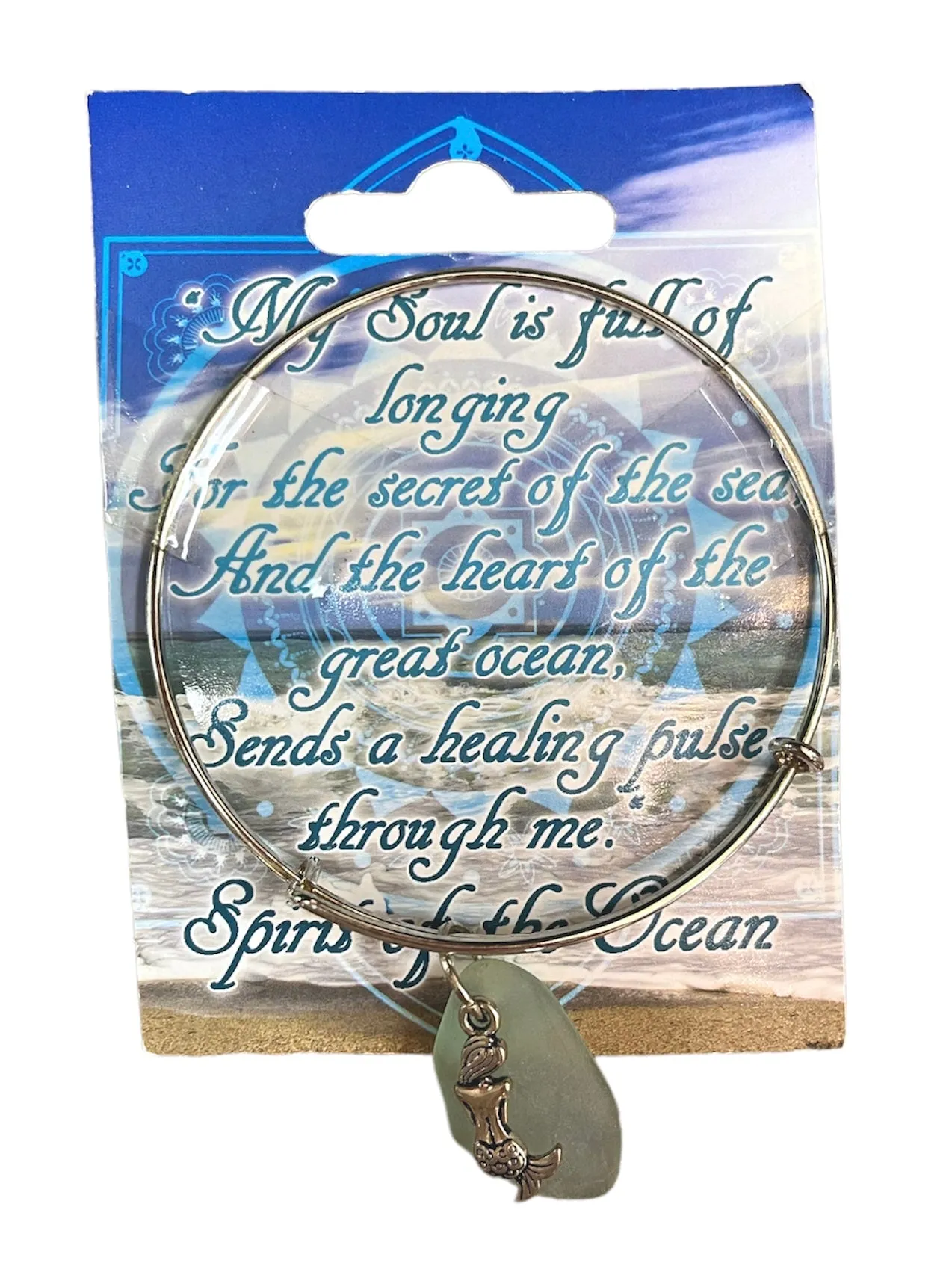 Handmade Beach Glass Bangle Bracelet