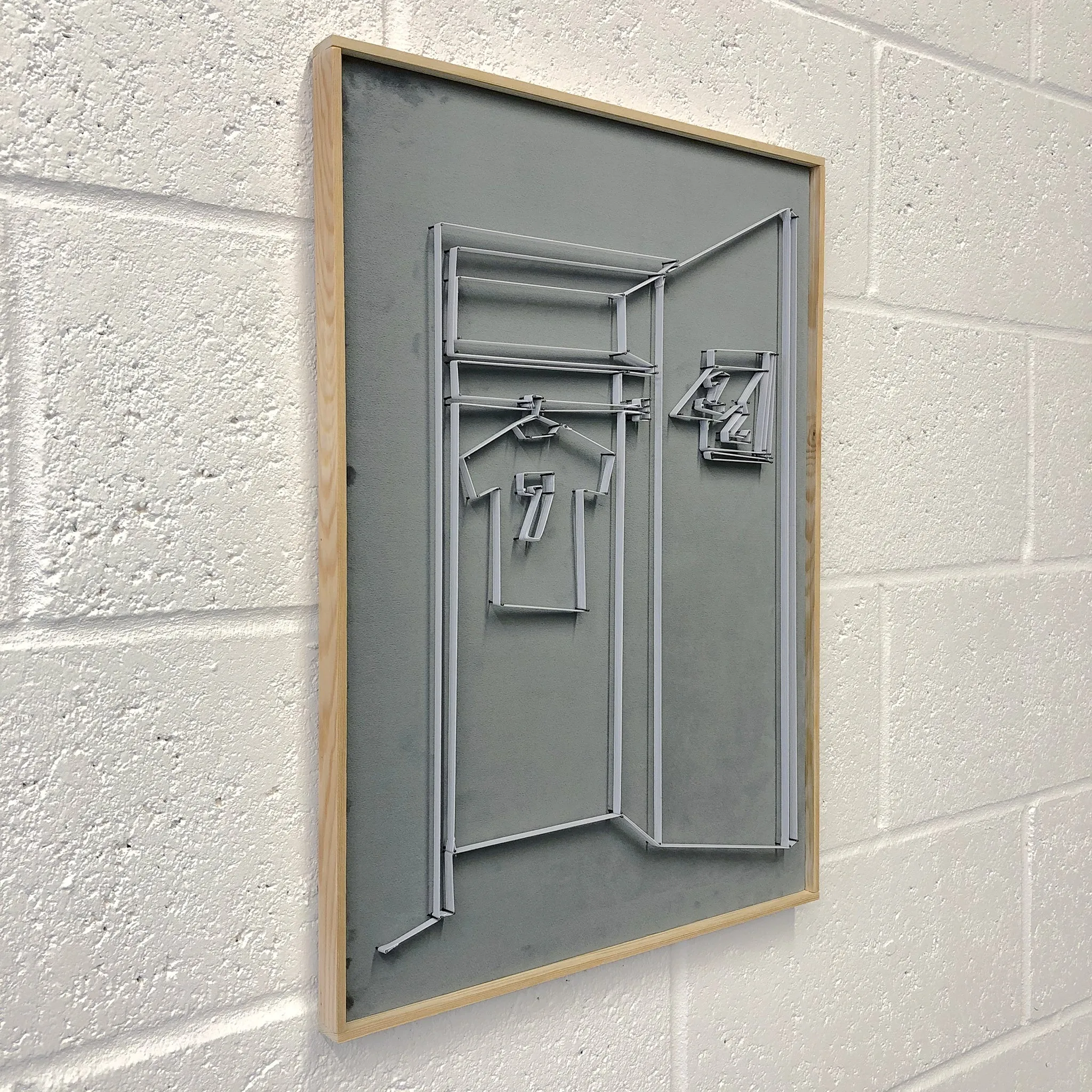 If You Can See It, You Can Find It - framed mini wardrobe elastic drawing V11 (slate velvet t-shirt / white elastic)