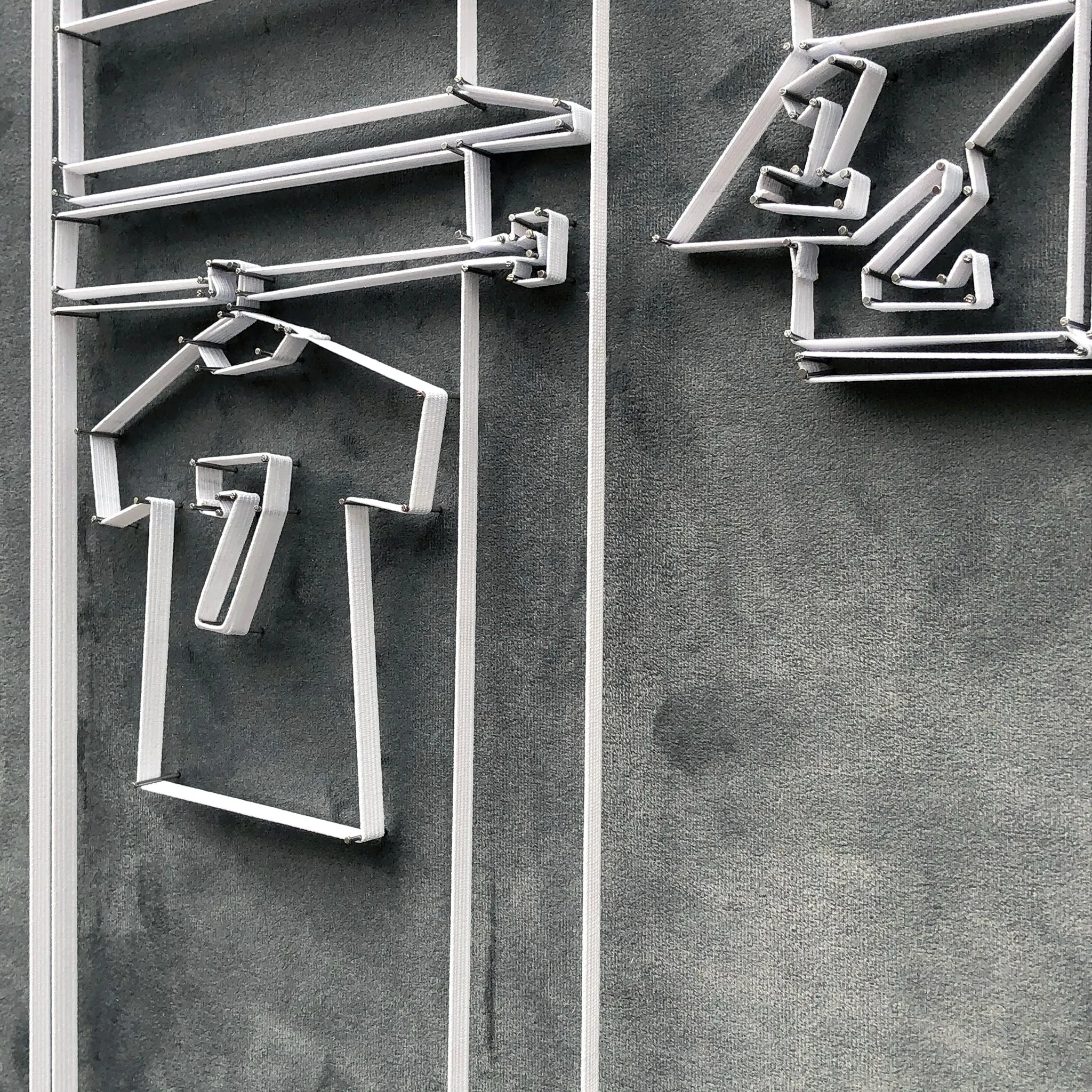 If You Can See It, You Can Find It - framed mini wardrobe elastic drawing V11 (slate velvet t-shirt / white elastic)