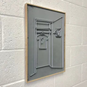 If You Can See It, You Can Find It - framed mini wardrobe elastic drawing V11 (slate velvet t-shirt / white elastic)