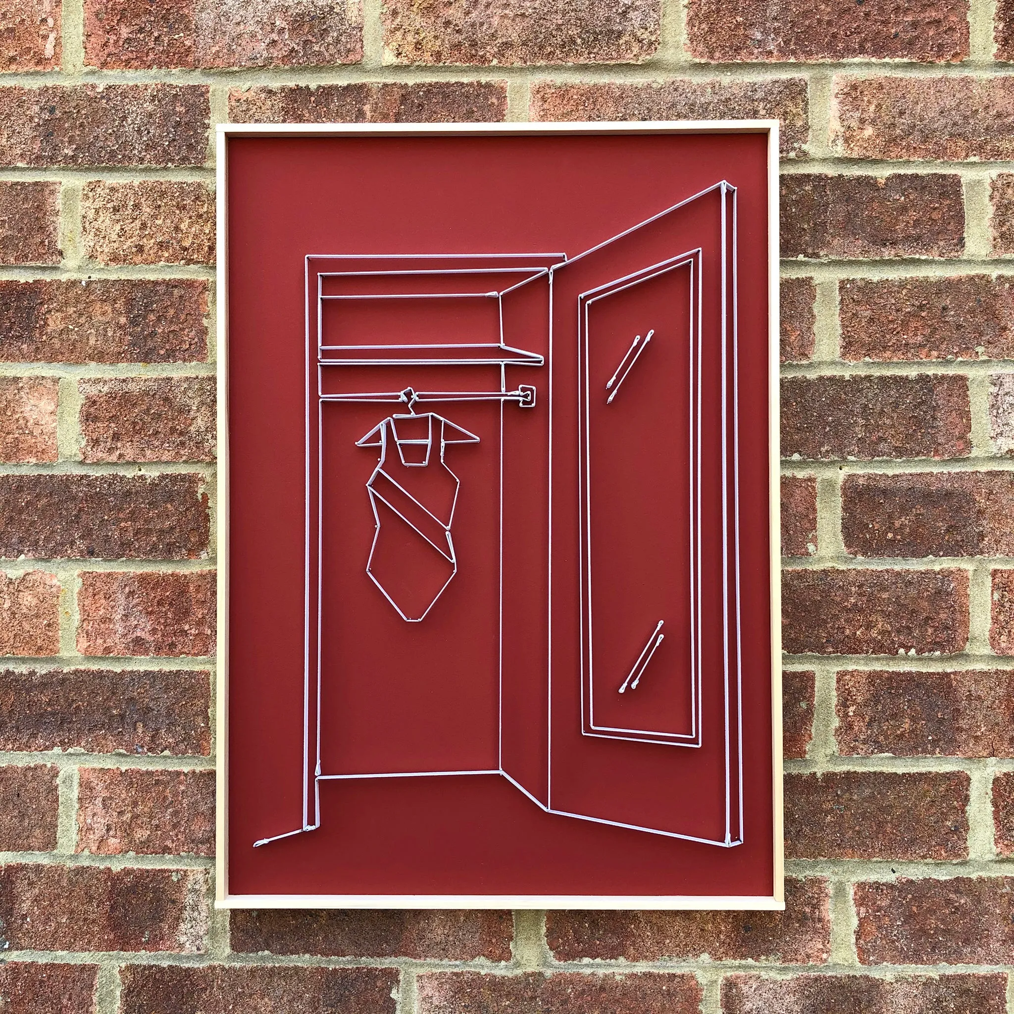 If You Can See It, You Can Find It - framed mini wardrobe elastic drawing V3 (red swimsuit / white elastic)