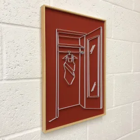 If You Can See It, You Can Find It - framed mini wardrobe elastic drawing V3 (red swimsuit / white elastic)