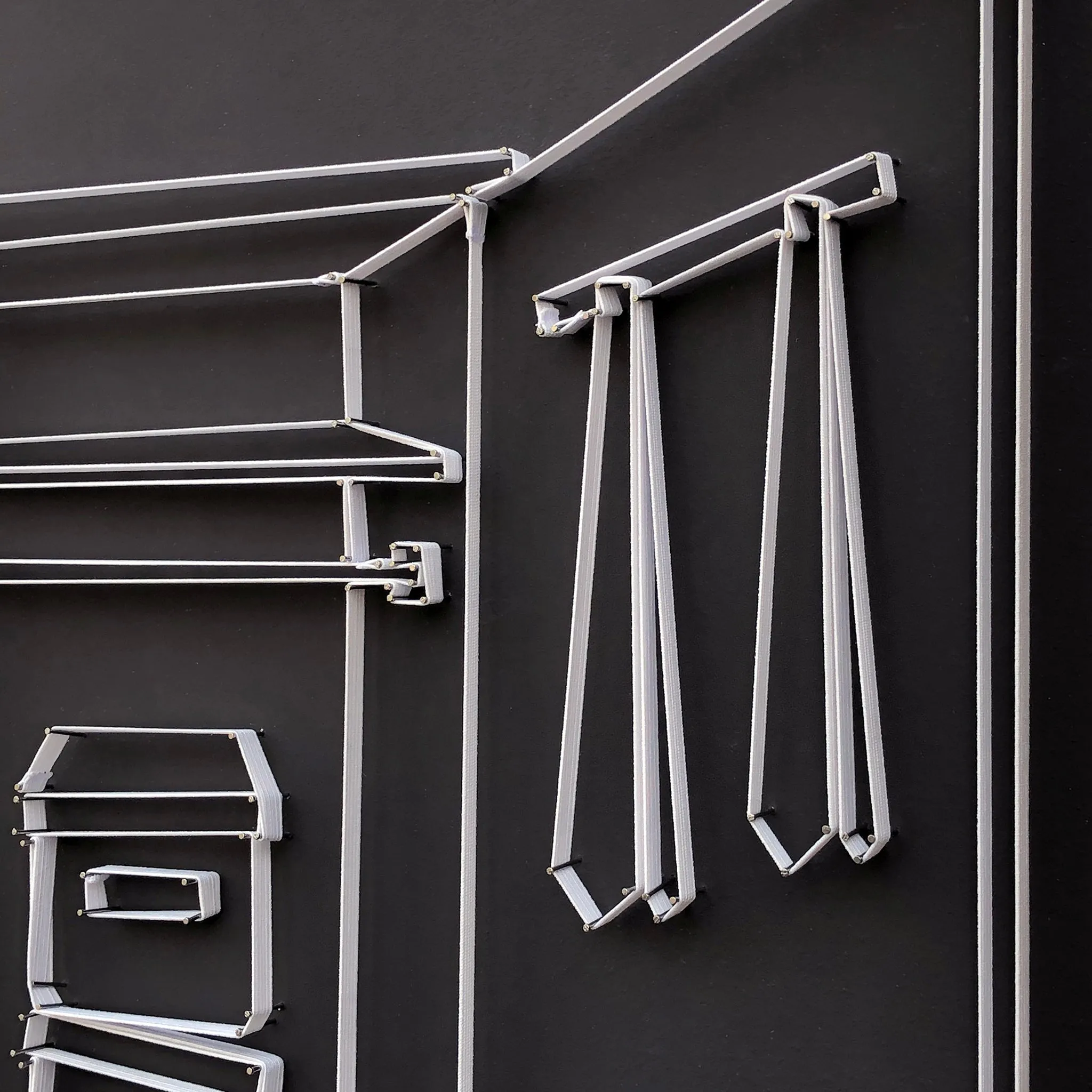 If You Can See It, You Can Find It - framed mini wardrobe elastic drawing V4 (black boxes  / white elastic)