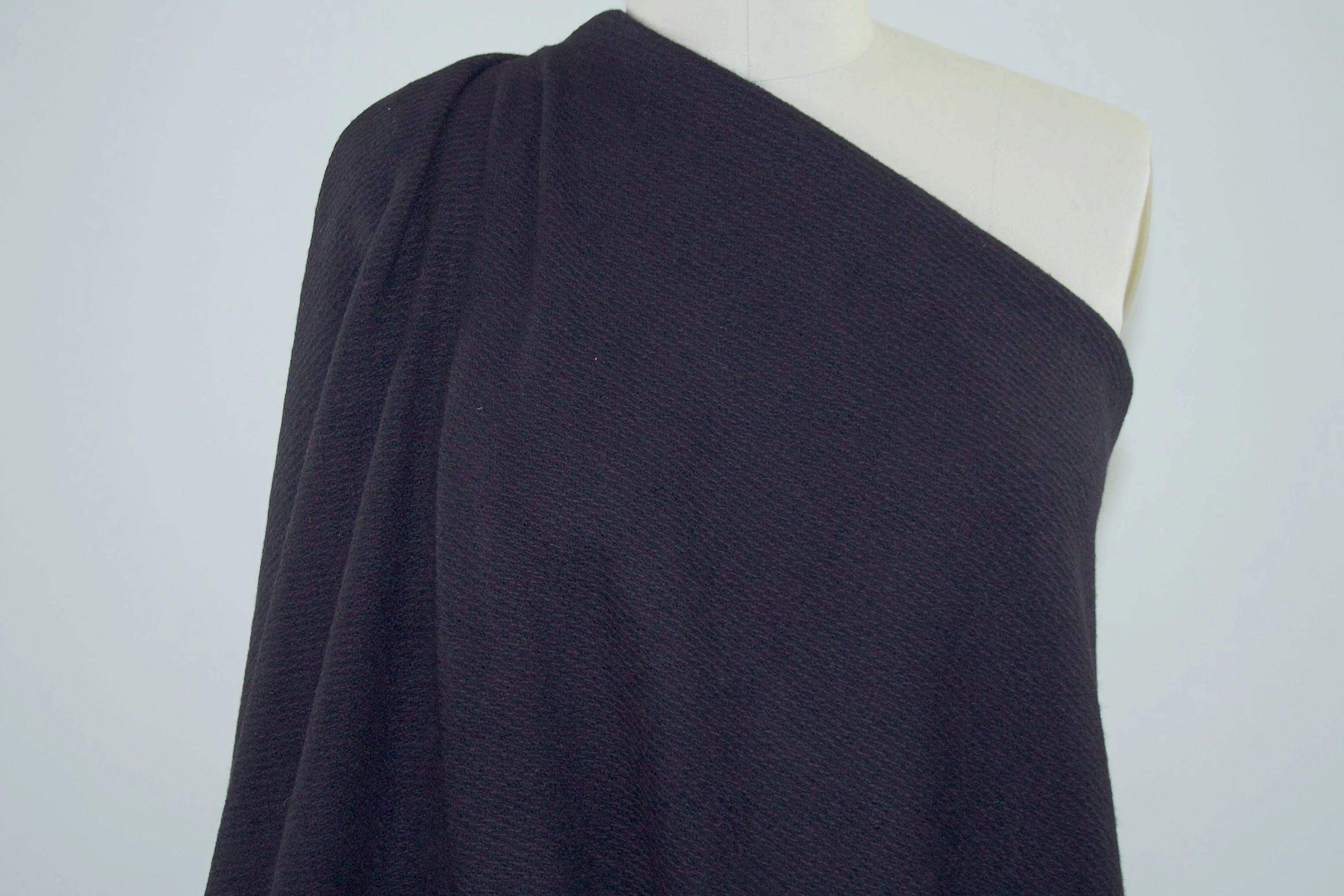Italian Wool Novelty Coating - Eggplant/Black