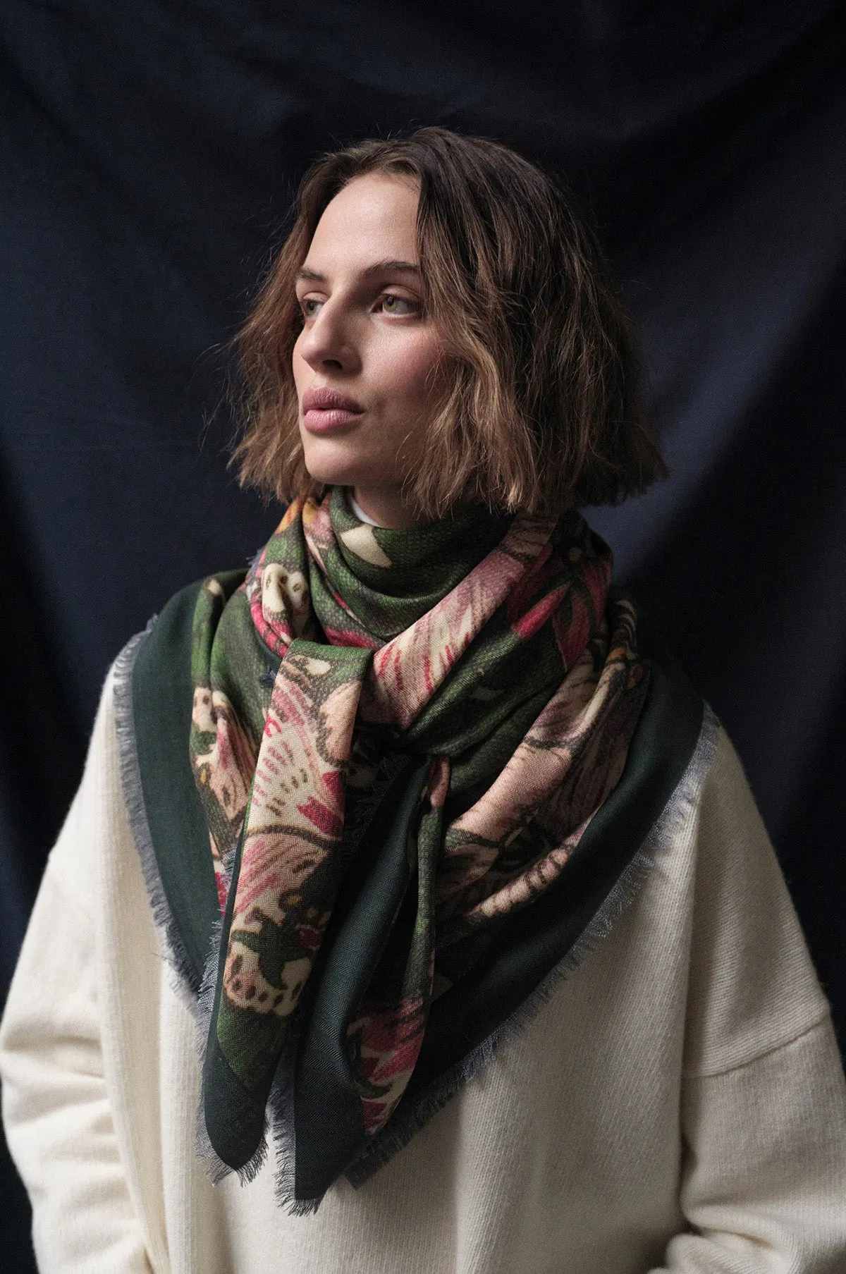 Large Green Bloom Scarf