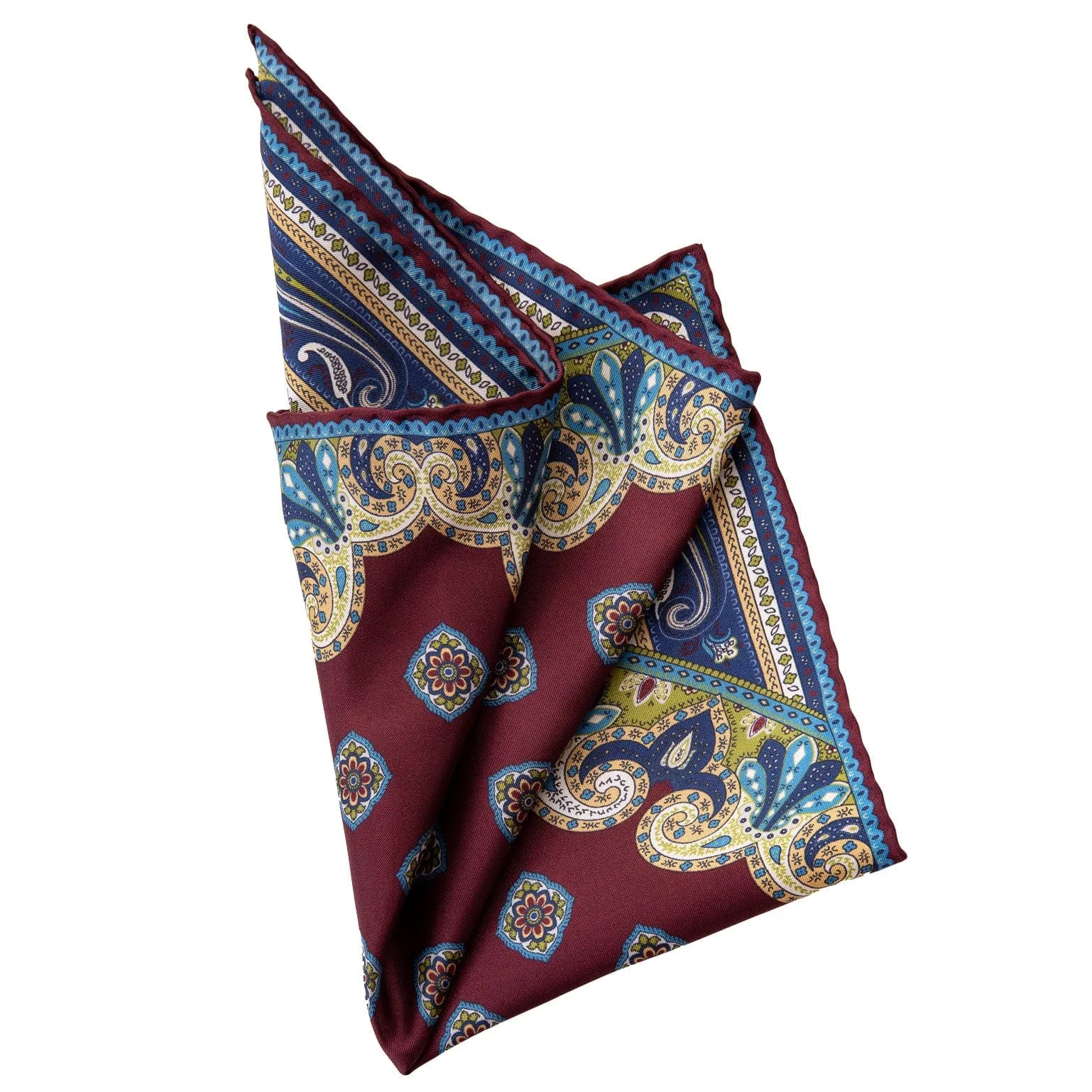 Lugano - Silk Pocket Square - Garnet