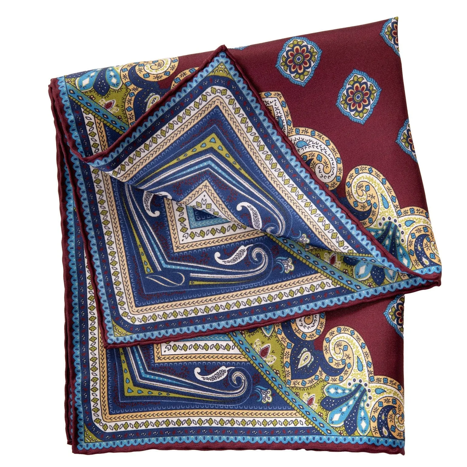 Lugano - Silk Pocket Square - Garnet