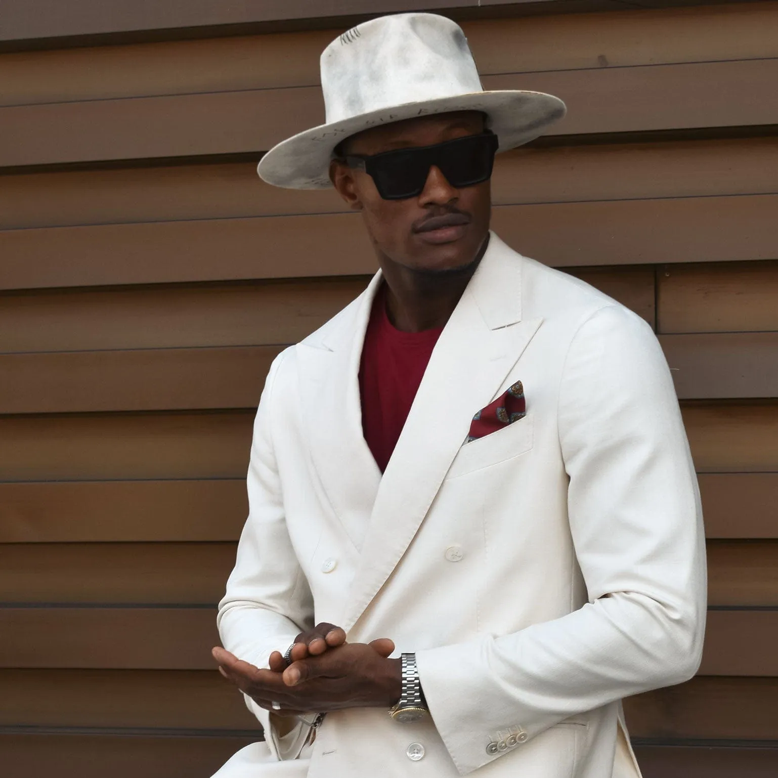 Lugano - Silk Pocket Square - Garnet