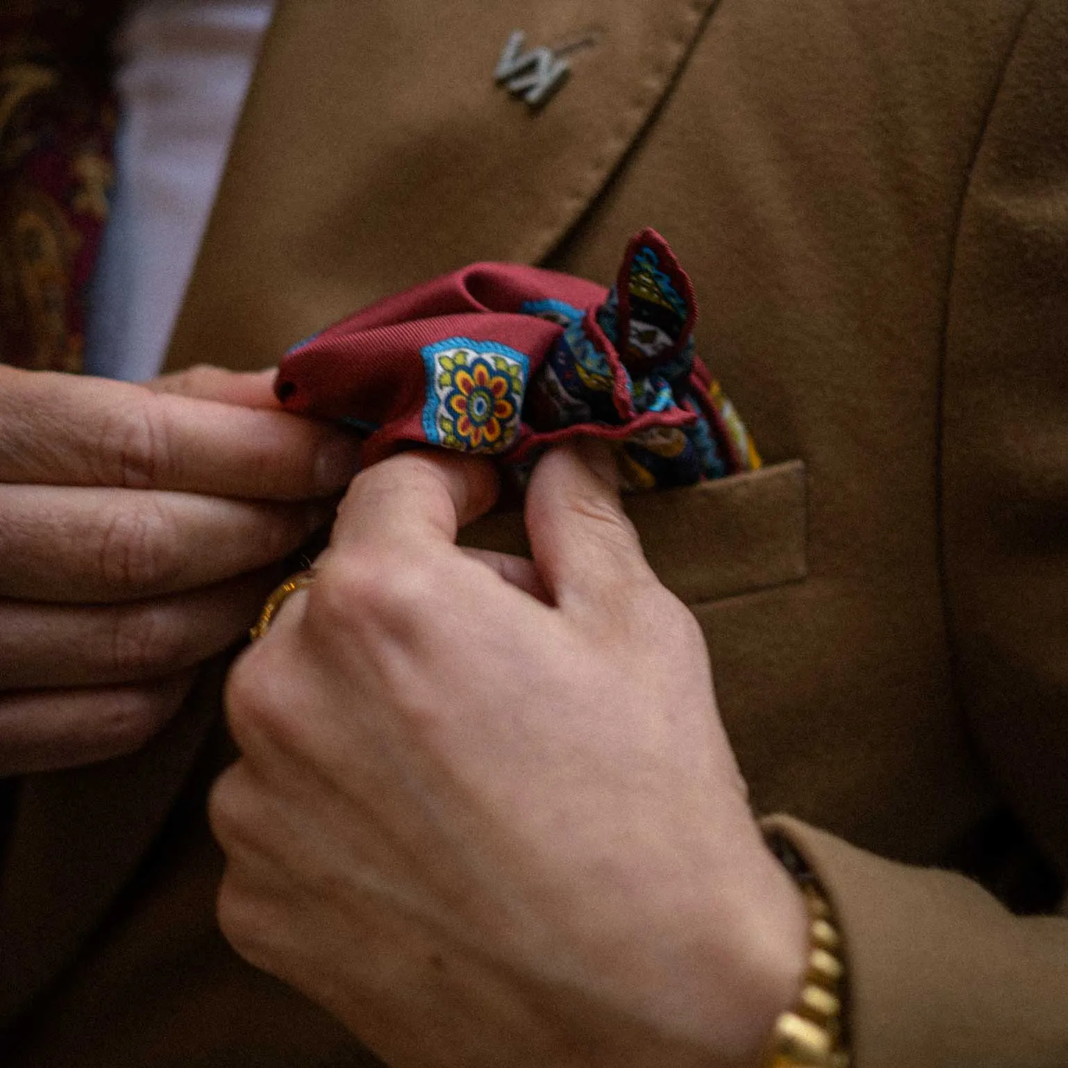 Lugano - Silk Pocket Square - Garnet